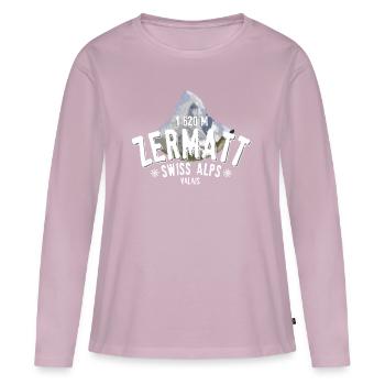 Zermatt Swiss Alps - T-shirt manches longues Premium bio Femme - rose poudré - Devant - Julia (174cm)