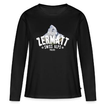 Zermatt Swiss Alps - T-shirt manches longues Premium bio Femme - noir - Devant - Julia (174cm)