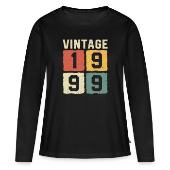 Millésime 1999 Né en 1999 - T-shirt manches longues Premium bio Femme - noir - Devant - Julia (174cm)