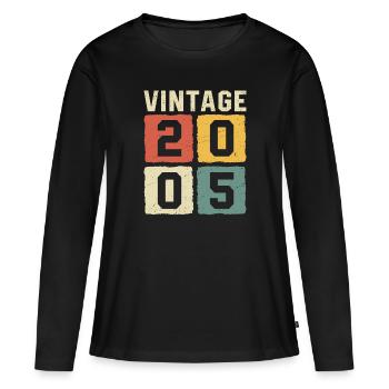 Millésime 2005 Né en 2005 - T-shirt manches longues Premium bio Femme - noir - Devant - Julia (174cm)