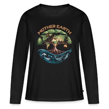 Mother Earth – Protecting the Planet - Women's Premium Organic Long Sleeve Shirt - black - Front - Julia (174cm)