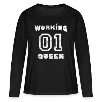 Arbeit Job Workaholic - Working Queen - Frauen Premium Bio Langarmshirt - Schwarz - Vorne - Julia (174cm)