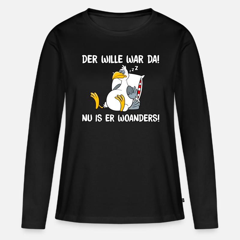 Der Wille war da - Frauen Premium Bio Langarmshirt - Schwarz