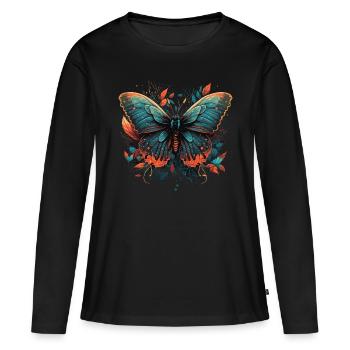 Vivacious Butterfly - Women's Premium Organic Long Sleeve Shirt - black - Front - Julia (174cm)