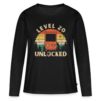 Level 20 freigeschaltet - Frauen Premium Bio Langarmshirt - Schwarz - Vorne - Julia (174cm)