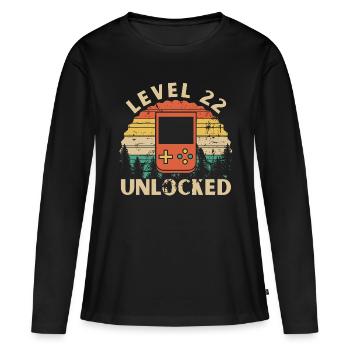 Level 22 freigeschaltet - Frauen Premium Bio Langarmshirt - Schwarz - Vorne - Julia (174cm)