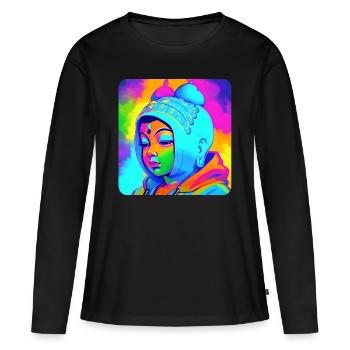 Cute Buddha Head - Women's Premium Organic Long Sleeve Shirt - black - Front - Julia (174cm)