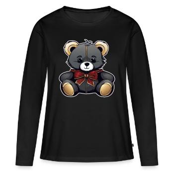 Cute Teddy Bear with Bow - Women's Premium Organic Long Sleeve Shirt - black - Front - Julia (174cm)