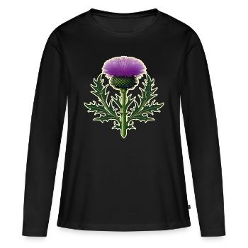 Wunderschöne Distel alls Wappen I - Frauen Premium Bio Langarmshirt - Schwarz - Vorne - Julia (174cm)