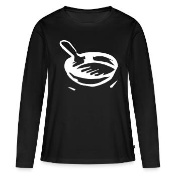 poêle à frire - T-shirt manches longues Premium bio Femme - noir - Devant - Julia (174cm)