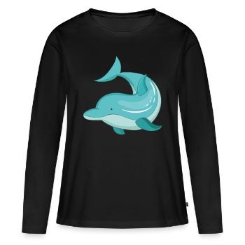Delfin - T-shirt manches longues Premium bio Femme - noir - Devant - Julia (174cm)