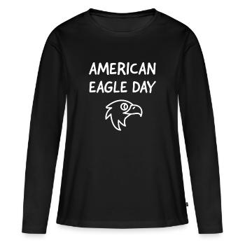 American Eagle Day - T-shirt manches longues Premium bio Femme - noir - Devant - Julia (174cm)