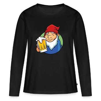 nain de jardin bière nain - T-shirt manches longues Premium bio Femme - noir - Devant - Julia (174cm)