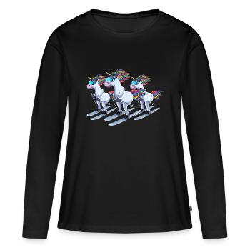 Ski par équipe sur piste de ski Licorne - T-shirt manches longues Premium bio Femme - noir - Devant - Julia (174cm)