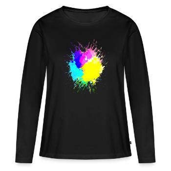 Taches de couleur Huntergrund Coloré Art - T-shirt manches longues Premium bio Femme - noir - Devant - Julia (174cm)