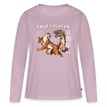 Dragon Vintage Dragon 90s vintage Japon Combattants - T-shirt manches longues Premium bio Femme - rose poudré - Devant - Julia (174cm)