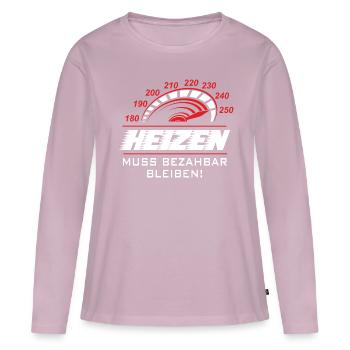 Heizen muss bezahlbar bleiben - Frauen Premium Bio Langarmshirt - Altrosa - Vorne - Julia (174cm)