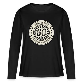 60e anniversaire 1965 - T-shirt manches longues Premium bio Femme - noir - Devant - Julia (174cm)