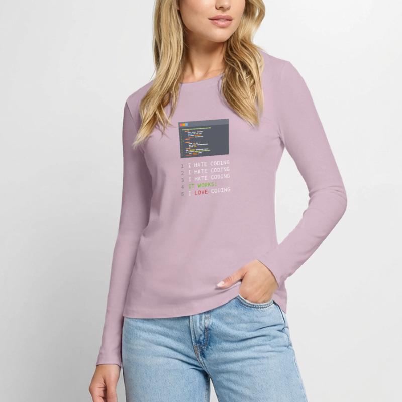 I love Coding! Programmierer, Nerds, Computer Frauen Premium Bio Langarmshirt