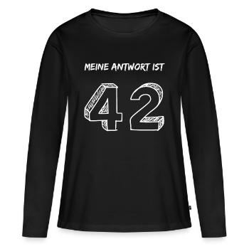 Answer 42 - Women's Premium Organic Long Sleeve Shirt - black - Front - Julia (174cm)