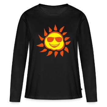 soleil lunette - T-shirt manches longues Premium bio Femme - noir - Devant - Julia (174cm)