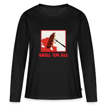Grill 'em all - Barbecue Metal Party Barbecue - Frauen Premium Bio Langarmshirt - Schwarz - Vorne - Julia (174cm)