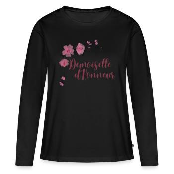 Demoiselles d’honneur mariage mari, marenne, norce - T-shirt manches longues Premium bio Femme - noir - Devant - Julia (174cm)