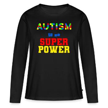 Autisme - T-shirt manches longues Premium bio Femme - noir - Devant - Julia (174cm)