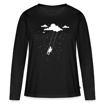 Balançoire ciel étoiles - T-shirt manches longues Premium bio Femme - noir - Devant - Julia (174cm)