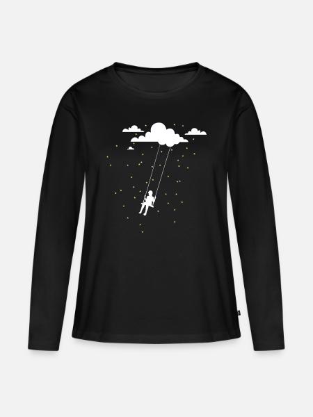 Schaukel Himmel Sterne - Frauen Premium Bio Langarmshirt - Schwarz