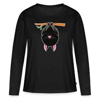 Fledermaus - Frauen Premium Bio Langarmshirt - Schwarz - Vorne - Julia (174cm)