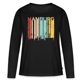 Hambourg - T-shirt manches longues Premium bio Femme - noir - Devant - Julia (174cm)