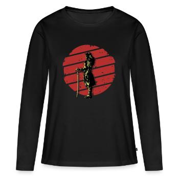 Samouraïs - T-shirt manches longues Premium bio Femme - noir - Devant - Julia (174cm)