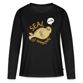 Sceau d’essai - T-shirt manches longues Premium bio Femme - noir - Devant - Julia (174cm)