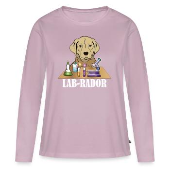 Jeu de mots Labrador - T-shirt manches longues Premium bio Femme - rose poudré - Devant - Julia (174cm)