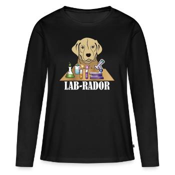 Jeu de mots Labrador - T-shirt manches longues Premium bio Femme - noir - Devant - Julia (174cm)