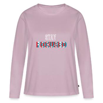 Restez concentré - T-shirt manches longues Premium bio Femme - rose poudré - Devant - Julia (174cm)