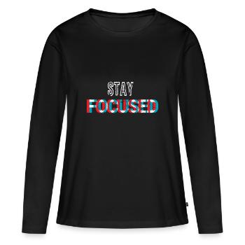 Restez concentré - T-shirt manches longues Premium bio Femme - noir - Devant - Julia (174cm)