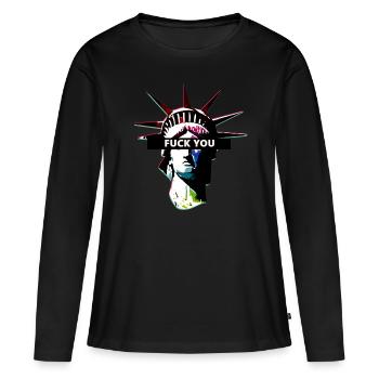 Freiheitsstatue Aesthetic Fuck You - Frauen Premium Bio Langarmshirt - Schwarz - Vorne - Julia (174cm)