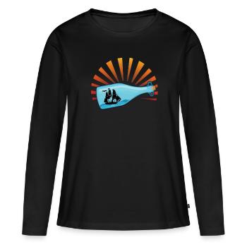 Message dans une bouteille - T-shirt manches longues Premium bio Femme - noir - Devant - Julia (174cm)