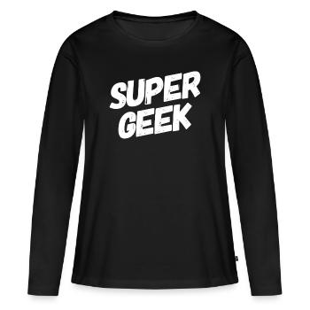 Geek - Women's Premium Organic Long Sleeve Shirt - black - Front - Julia (174cm)
