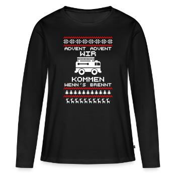 Advent Feuerwehr Lustig - Frauen Premium Bio Langarmshirt - Schwarz - Vorne - Julia (174cm)