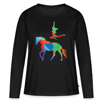Voltige - T-shirt manches longues Premium bio Femme - noir - Devant - Julia (174cm)