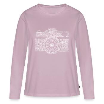 Description de la caméra - T-shirt manches longues Premium bio Femme - rose poudré - Devant - Julia (174cm)