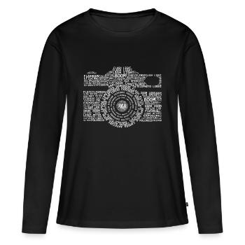 Description de la caméra - T-shirt manches longues Premium bio Femme - noir - Devant - Julia (174cm)