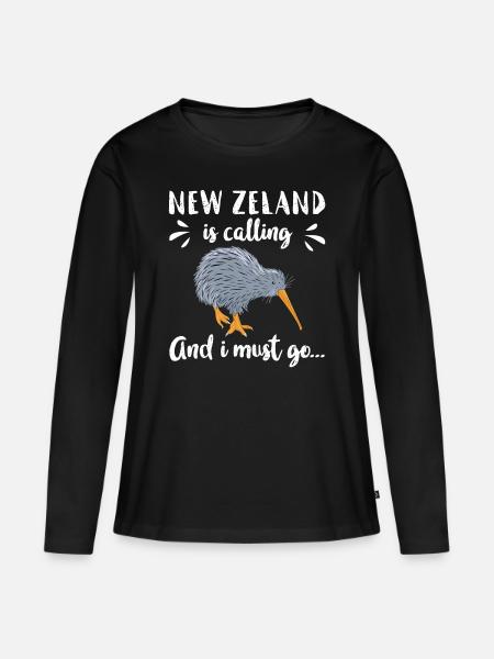 Neuseeland Kiwi - Frauen Premium Bio Langarmshirt - Schwarz