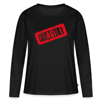 fragile - T-shirt manches longues Premium bio Femme - noir - Devant - Julia (174cm)