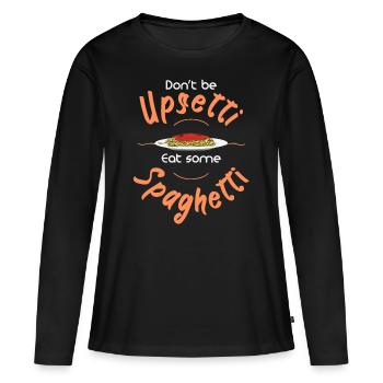 Spaghetti - T-shirt manches longues Premium bio Femme - noir - Devant - Julia (174cm)
