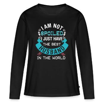 Femme gâtée - T-shirt manches longues Premium bio Femme - noir - Devant - Julia (174cm)