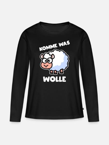 Komme Was Wolle - Frauen Premium Bio Langarmshirt - Schwarz
